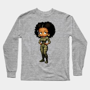 Betty Boop Military Uniform Long Sleeve T-Shirt